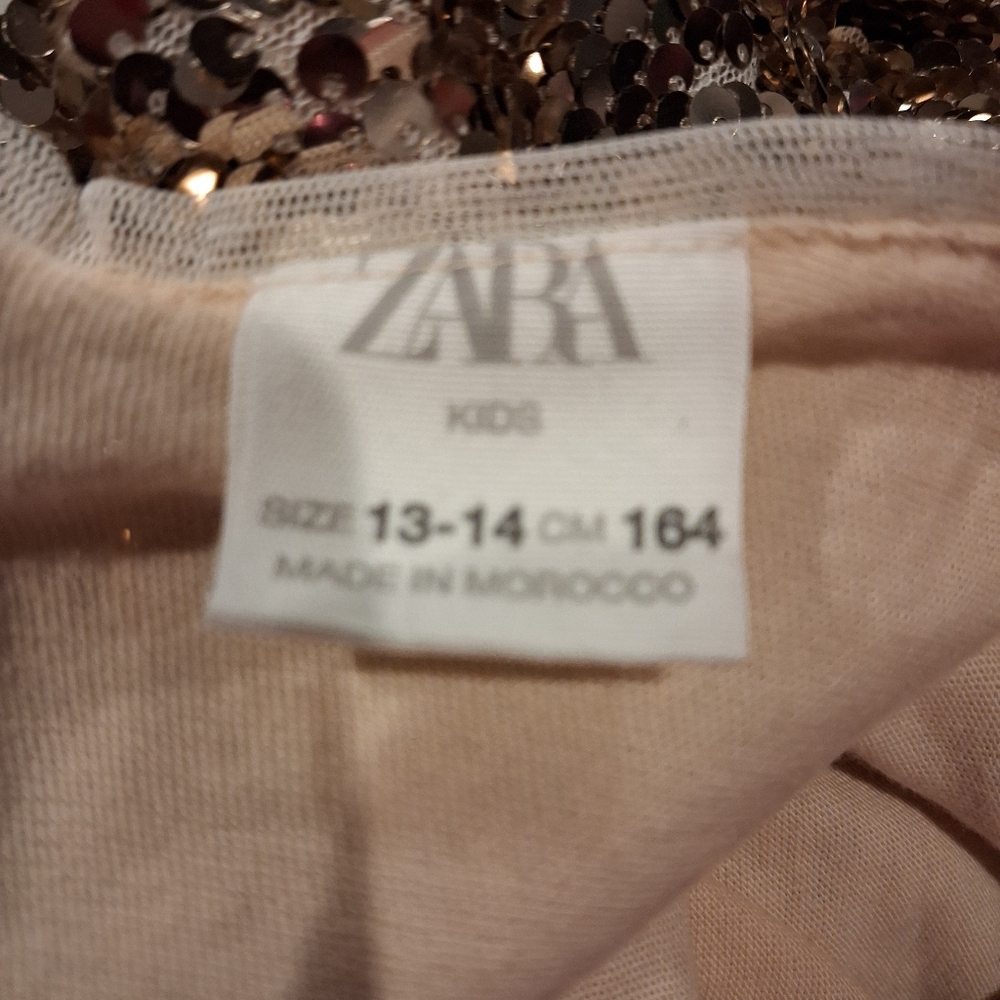 Zara Kids Size 13/14 Yr Gold Sequins Holiday Dress - Picture 4 of 7